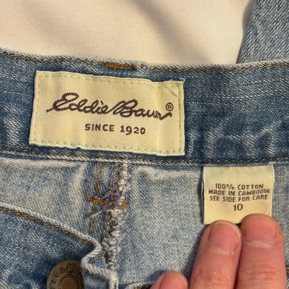Eddie Bauer Light Wash High Rise Denim Capri Jeans Womens 10 100% Cotton Cropped - Picture 2 of 8